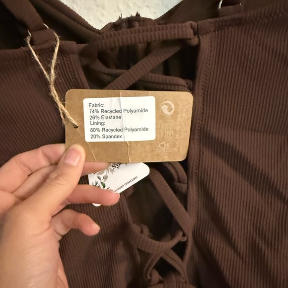 Berlook Coffee Cross Back Tummy Control One Piece Swimsuit - Picture 11 of 13